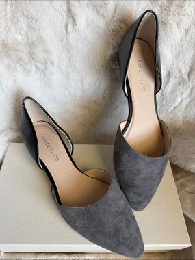 Franco Sarto Two-Tone Gray Suede Pointed D'Orsay Flats
